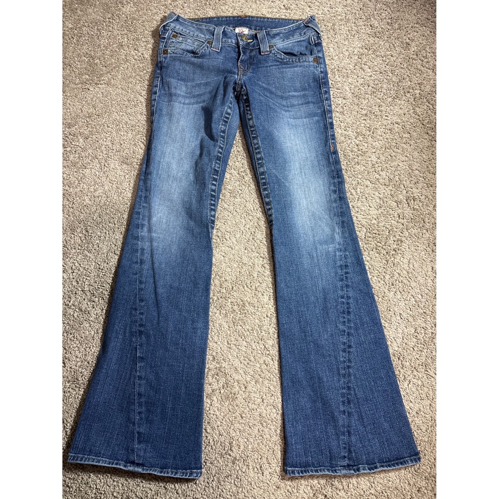 Y2K True Religion Joey Low Rise Flare Jeans Medium Wash USA Made Size 29